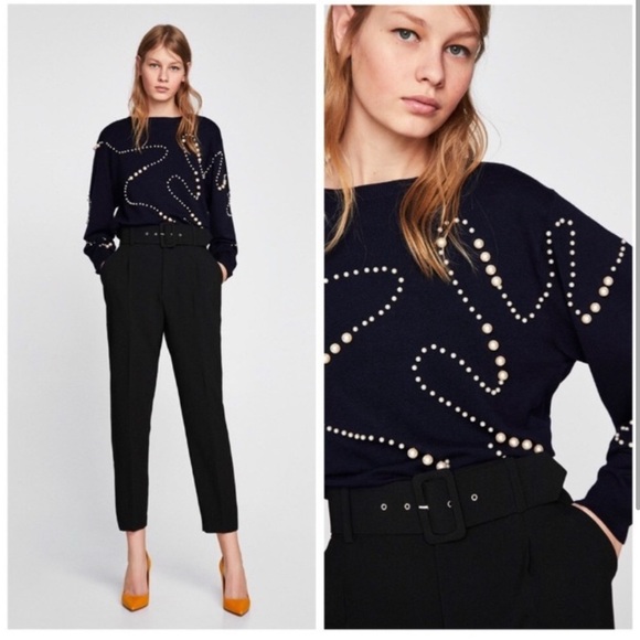 Zara Sweaters - Zara Knit Black pearl sweater M